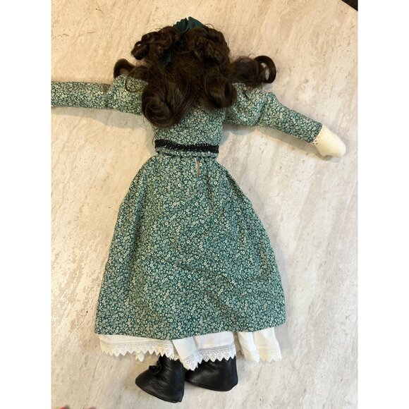 Handmade Vintage Rag Doll In Green Floral Dress & Lace Trim By Cattle Kate Jacks - Picture 6 of 11